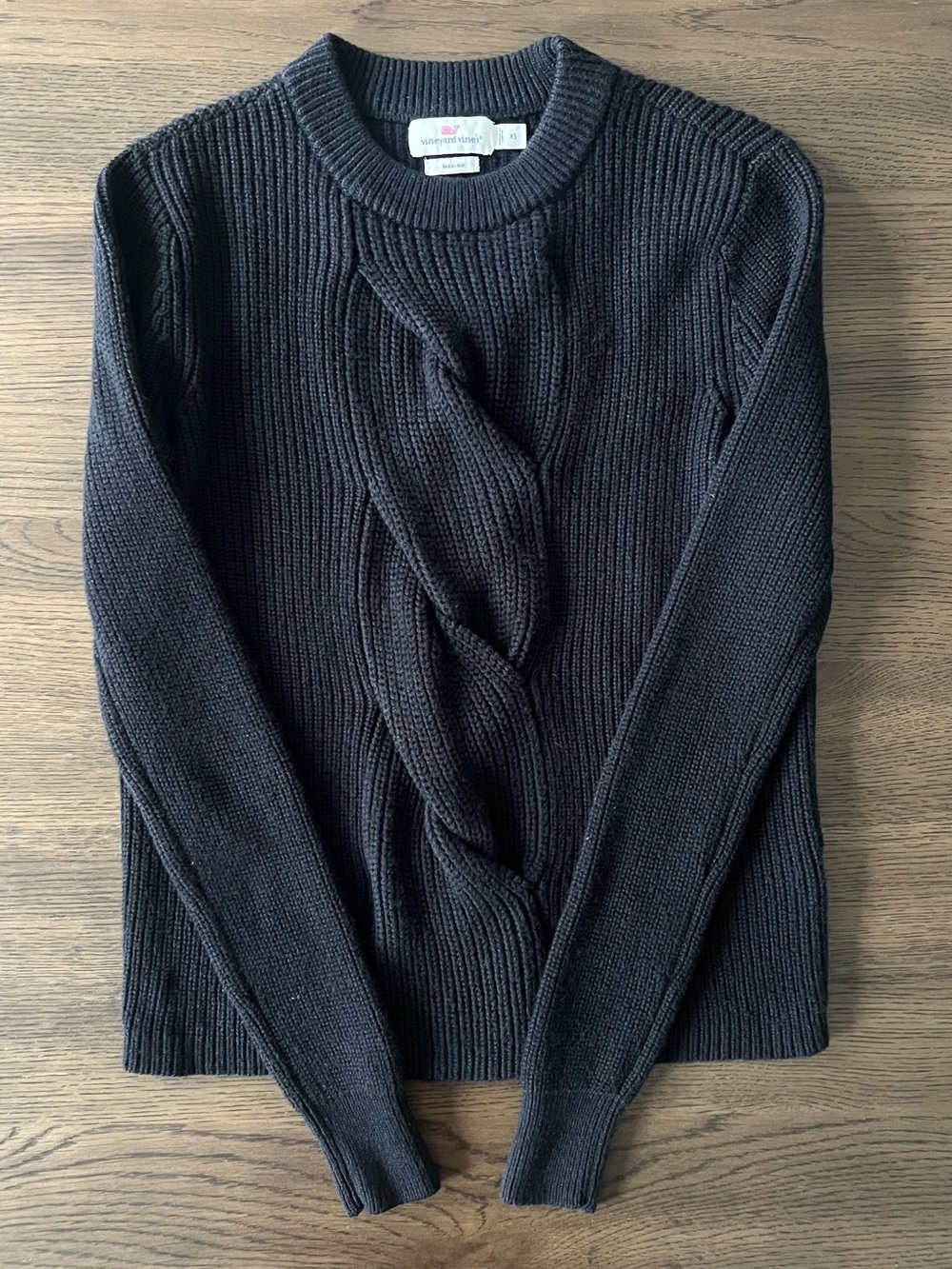 Vineyard Vines 100% Merino Wool Cable Knit Sweater Women’s XS Black